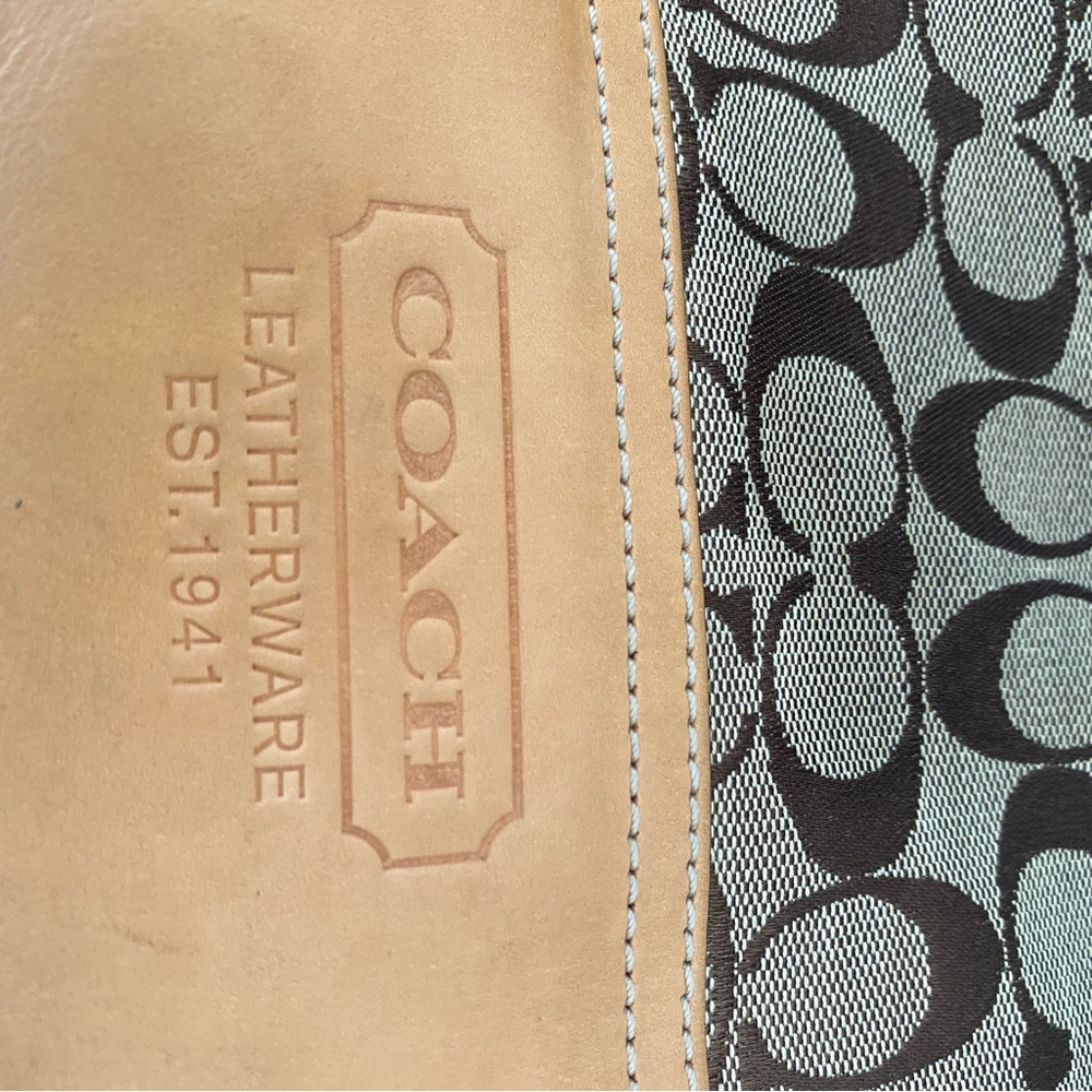 Coach Signature Hobo Bag with Tan Leather Trim - Picture 3 of 9